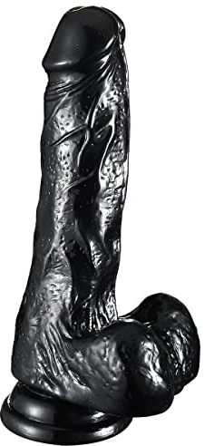 Consolador realista con ventosa, consolador realista con bolas, potente succión y venas reales, consolador sexual para mujeres, hombres y parejas (negro, 3.4 x 1.7 pulgadas)