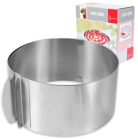 TAKUZA Tortenring Verstellbar, Tortenring 8cm Hoch, Edelstahl Backring Verstellbar mit Skala, Ø16- Ø31cm Kuchenring, Torten Ring für Bereiten Sie Ganz Einfach Torten Desserts(Rund)