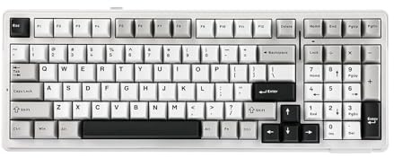 EPOMAKER x Aula F99 Kabellose mechanische Tastatur, Tastatur Gasket mit Hot-Swap, Polsterung, Bluetooth, 8000 mAh, NKRO, RGB, für Gaming/Win/Mac(F99 Grey, Greywood V3 Switch)