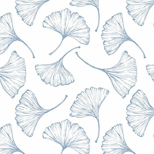 Yomshi Carta da parati autoadesiva, blu, bianco, 44 x 300 cm, fogli per mobili, carta da parati, impermeabile, in vinile, per pareti, armadi, mobili e soggiorno