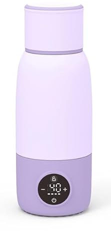 Calentador Recargable de Leche con Dispensador de Fórmula - 17oz/500mL, Rápido Calentamiento, Control Preciso de la Temperatura, Hasta 12 Horas de Calentamiento de Leche con Pantalla LCD, Lavanda