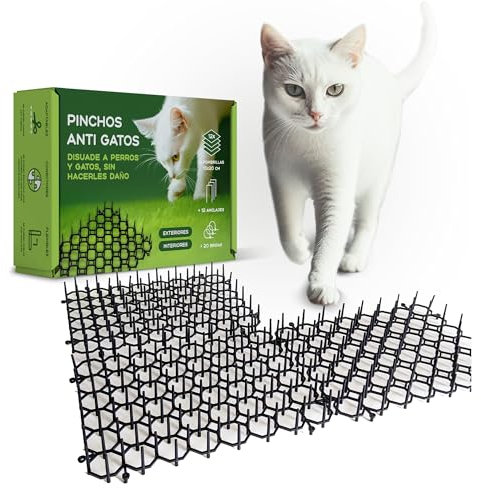 Mablik® Pinchos Anti Gatos, 12 Alfombrillas 15x20cm + 12 Anclajes + 20 Bridas. Mallas Antigatos Jardin, para Interior y Exterior Mantiene Alejados a los Gatos (12 Alfombrillas 15x20 cm)