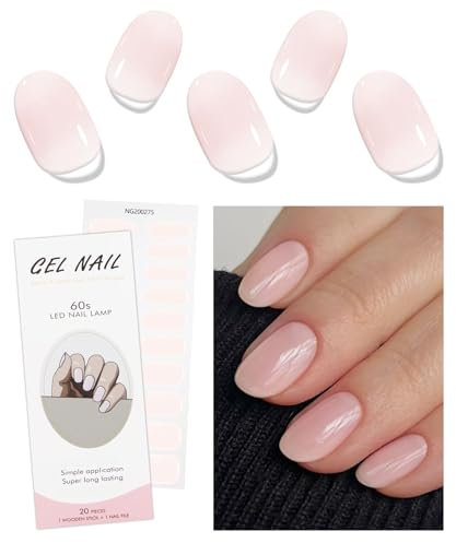 JMEOWIO Unghie Gel Adesive Crema Rosa Chiaro, Stickers Adesivi UV, Decorazioni Unghie Nail Art Disegni