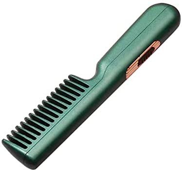 Wiederaufladbarer Mini-Haarglätter, USB-Haarglätterkamm, Multifunktionaler Tragbarer Elektrischer Haarglättungskamm mit Doppeltem Verwendungszweck für Reisen (Smaragdgrün)