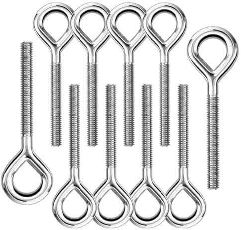10 Piezas Cáncamo M8 Perno de Anillo Perno de Acero Inoxidable 304 Tornillos Argolla Pernos de Ojo para Fijación de Suspensión