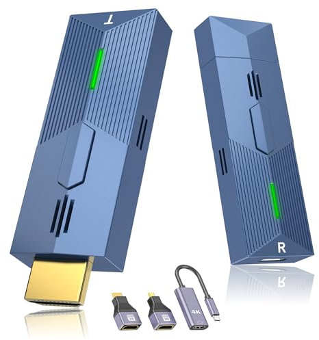 Trasmettitore e Ricevitore HDMI Wireless, 1080P HDMI Wireless Extender per Streaming Audio/Video da Monitor/PC/TV Box/Proiettore/Laptop, 2,4/5 GHz Dual-Band Plug & Play