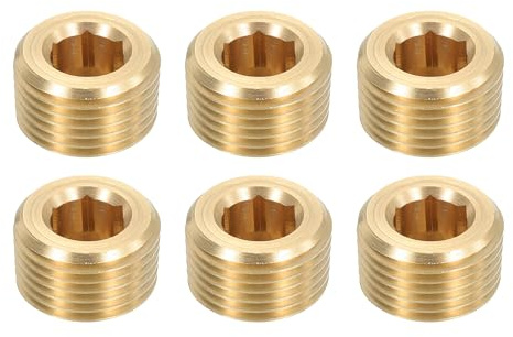 QUARKZMAN 6Pcs Conector de Tapa de Tubería de Latón para Cerrar El Extremo | Tapa de Contratuerca Macho Npt de 3/8, Conector de Tapa de Tubería de Rosca Interna, de Tubería, Tanques de Aire