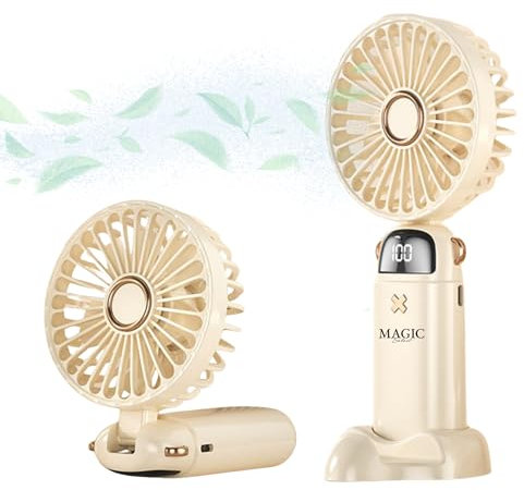 Ventilateur Portable USB-C. Ventilateur Silencieux, avec 5 Vitesses. Ventilateur Pliable. Mini Ventilateur de Poche. Portable avec Base. Avec Cordon, pour Bureau, Maison. Câble de Chargement Inclus.