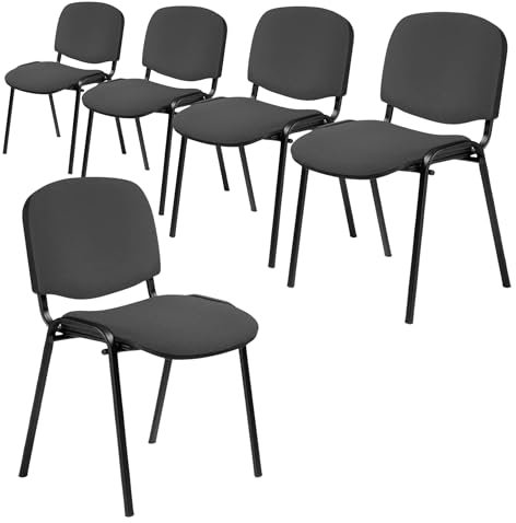 Topsit Visitor Chairs, Set of 5, Stackable Conference Chairs without Armrests, Stacking Chairs with Metal Frame, for Office, Conference, Reception (Anthracite)