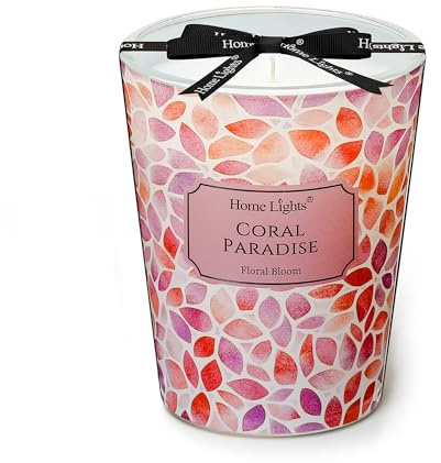 HomeLights Velas perfumadas Paraíso coral Velas de soja de 6.7oz, texturas naturales bohemias, frascos grandes de una mecha Velas ideales para regalar en eventos, alivio del estrés y relajación