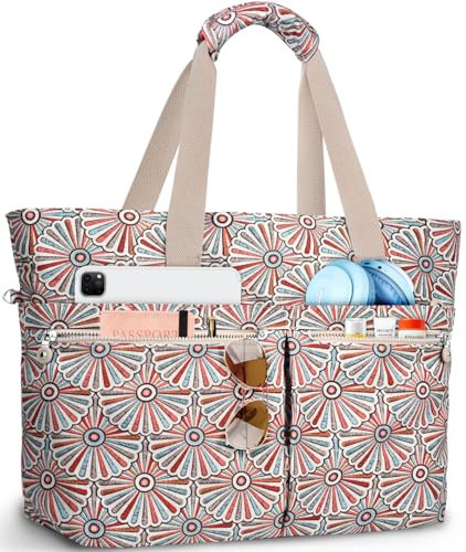 ENONEO Strandtasche Damen mit Reissverschluss, Strandtasche Familie XXL Groß Shopper Tasche Beach Tote Bag Reisetasche Wasserdicht Badetasche mit Nassfach für Einkaufen Fitness Reisen