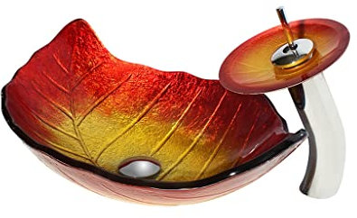 Badezimmerwaschbecken, Unterbauwaschbecken, Waschbecken aus gehärtetem Glas, Waschbecken im Badezimmer, Hotelbadezimmer, kreatives Kunstwaschbecken, Blattform-Waschbecken, Badezimmerwaschbecken