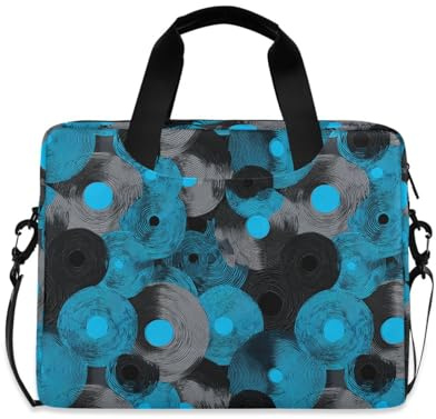 Custodia per laptop da 15-16 pollici sottile custodia per laptop divertente motivo dischi in vinile blu borsa per il trasporto del computer per viaggi di lavoro