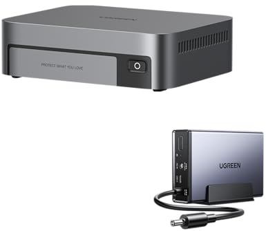 UGREEN NASync DXP480T Plus, NAS SSD All-Flash de 4 bahías + UPS 120W 12000mAh, CPU Intel i5 1235u de 10 núcleos, 8 GB de RAM DDR5, Puerto 10 GbE, 4 Ranuras M.2 NVMe, HDMI 8K, 2 TBT4 (sin Disco)