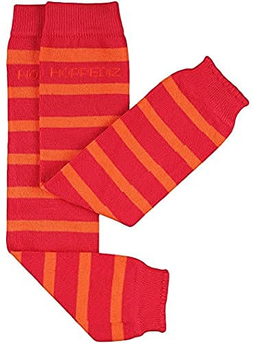 Hoppediz Unisex - Baby Biobaumwolle Babystulpen, Rot Orange Gestreift, Einheitsgröße EU