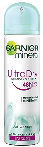 Garnier Deodorantspray, antiperspirant, intensivt skydd mot kroppslukt och underarmvätta, upp till 48 timmars effekt, utan alkohol, mineral UltraDry, 6-pack, 6 x 150 ml