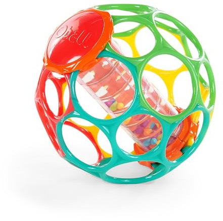 Bright Starts, Oball Easy Grasp Rollin' Rainstick Sonaglio Causa & Effetto per Neonati, a Partire dai 3 Mesi di età