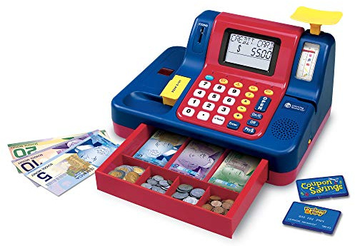 Learning Resources Pretend & Play Teaching Cash Register with Canadian Currency - Math Games, Shopping Grocery Store Playset, Fine Motor Skills, Gifts for Boys and Girls