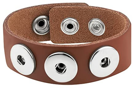 ANDANTE Leder Armband für Chunks Click-Buttons mit Druckknopf-Verschluss (18-22 cm) Terrakotta