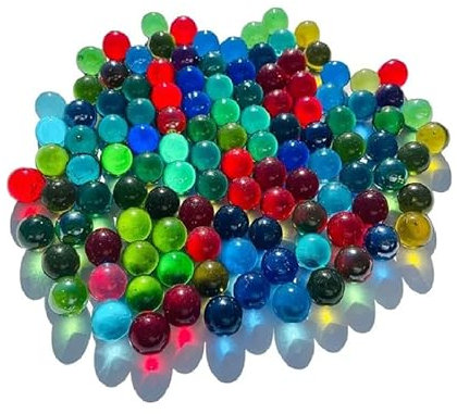 FAIRY TAIL & GLITZER FEE 100 Stück Bunte Glasmurmeln blau klar dunkelblau Murmeln 16mm Glas-Steine Murmel Vasen-Füllungen Blaue Murmeln Glitzersteine Dekoschalen Murmelspiel Glas
