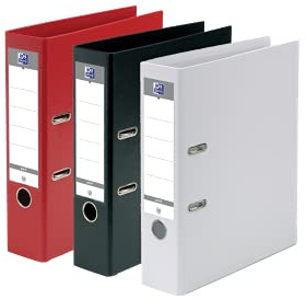 Oxford - A4 XL 80 mm Hebelbinder 2 Ringe Kapazität 750 Polypro-Deckblätter (schwarz, rot, weiß) 3er-Pack