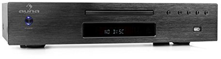 auna AV2-CD509 - Reproductor de CD HiFi, Lector CD HiFi, Reproduce MP3, Entrada USB, Salida RCA, Control Remoto, Acero Inoxidable, Negro