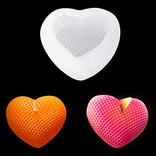 FineInno Silikonform Herz, Herzform Fondant Kerzenform Seifenform, 3D Diamant Liebe Epoxidharz Formen, Candle Gießform für DIY Fondant Schokoladen Kuchen Dekoration (Herz Silikonform)