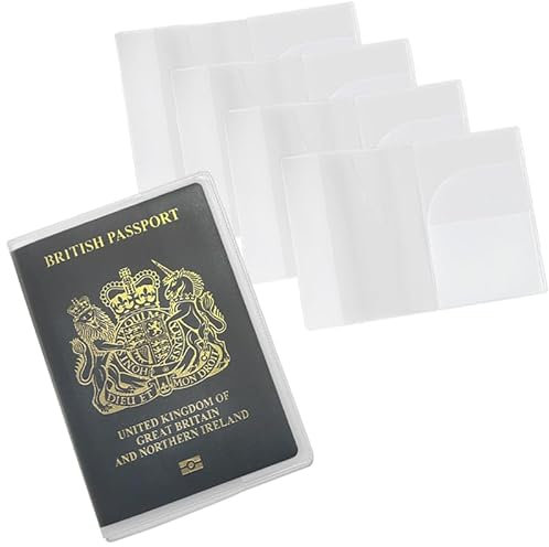 Pack of 4 | UK Passport Covers Transparent, Protective Passport Holders, Frosted PVC Passport Case, UK Passport Cover Water & Dust Proof, Anti Scratches