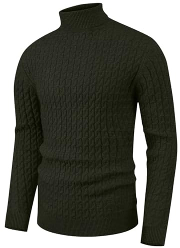 Sailwind Herrtröjor Kläder Ulltröjor Sköldpadda Hals Tröjor Vridna Stickade Toppar Smal Passform Stickade Basic Enfärgad Pullover, Aa-vg Armégrön, XXL