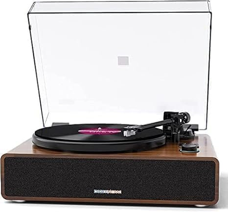 Lecteur de Disque Vinyle Bluetooth avec Haut-Parleur intégré, Platine Vinyle HiFi à entraînement par Courroie avec Cartouche magnétique AT-3600L, entrée auxiliaire RCA, 2 Vitesses
