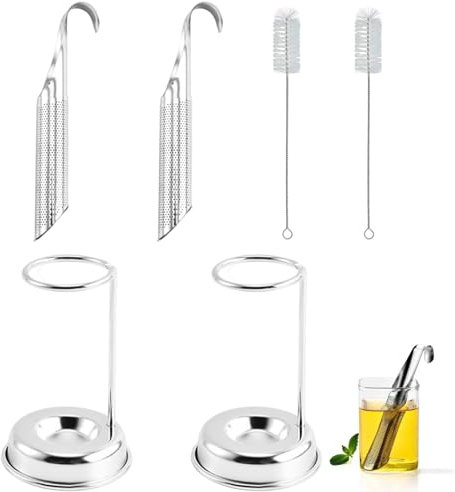 2 Stücks Edelstahl Feinmaschig Teestab Losen Tee Teeei für Losen Tee Tea Infuser Wiederverwendbar Teeei Filter Wird mit Bodenschale und Reinigungsbürste Geliefert für Losen Tee,Rose,Kaffee,Gewürze