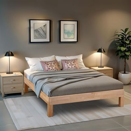 Coemo Massivholzbett 180 x 200 cm Leah aus geöltem Buchenhol, klassisches Design, ergonomische Liegehöhe, mit Stauraum, ohne Kopfteil, Stabilität bis 230 kg, nachhaltiges Schlafzimmermöbel
