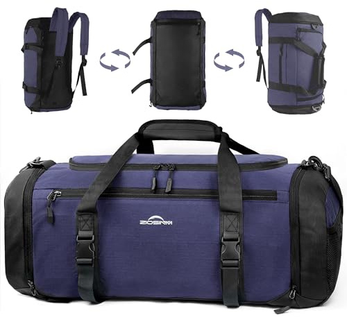 ZIOSINM Borsone Palestra Uomo, 36 litri Borsone da Viaggio Donna con Compartimento per Scarpe, area per Oggetti umidi e Strato Termico, Borsa Palestra Uomo Adatta a Sport, Viaggio e Nuoto (Blu navy)