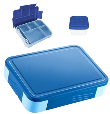 minimutz Brotdose viele Fächer, Brotzeitdose Kinder Erwachsene, Lunch Box BPA-frei auslaufsicher, Bento Box Set Meal Prep Blau