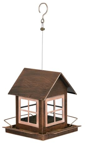 F Fityle Mangiatoia per Uccelli sospesa, Decorazione da Giardino, Forma di casa, Accessori per Animali Domestici, Contenitore per Cibo per Uccelli,