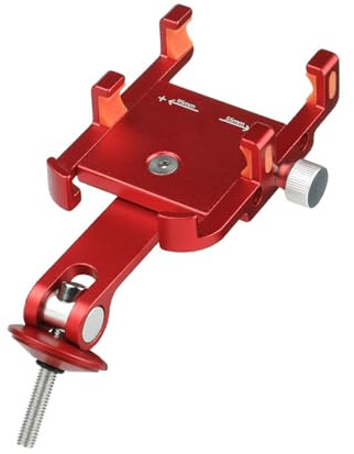 Dilwe Soporte para Teléfono de Bicicleta, Diseño de Aleación de Aluminio, Soporte de Montaje en Manillar de Alta Estabilidad para Bicicletas de Carretera y Navegación de Bicicleta de Montaña (Rojo)