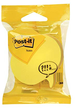 Post-it Notes stansad form, pratbubbla, 3 block (228 ark), 70 x 70 mm | Självhäftande anteckningar för kontor, minnen, listor och planering; säker, ren avtagbar, kreativ design