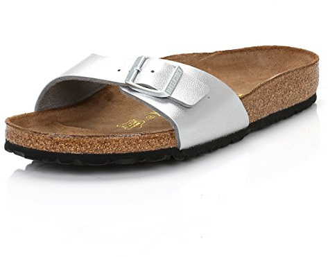 Birkenstock Classic Madrid Birko-Flor 40411, Pantoletten, Silber (Silber 531), 38 EU (5 UK)