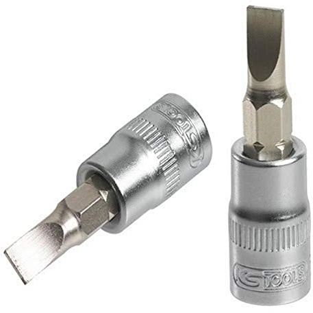 KS Tools 922.1489 - Llave de vaso destornillador de ranura de 1/4, L.37 mm, 6,5 mm, gama ULTIMATE®, cromo vanadio, acabado cromado satinado