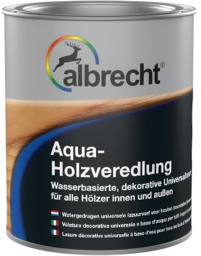 Albrecht Aqua‑Holzveredlung Nussbaum 750 ml | Wasserbasierte Universallasur | Seidenglänzende Schutz‑ & Dekorlasur | Für Innen & Außen | Blockfest & tropfgehemmt
