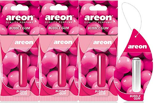 Areon Profumo liquido per auto deodorante Bubble Gum Dolci Bubblegum ciondolo a lunga durata 3D 5 ml Multi Pack Set di 3