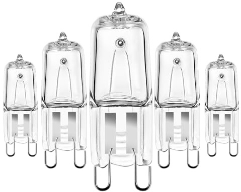 Comyan 5Pack G9 Halogen Bulbs 230V 33W (34W) 2800K Warm White 450lm Clear G9 Capsule Bulb Dimmable