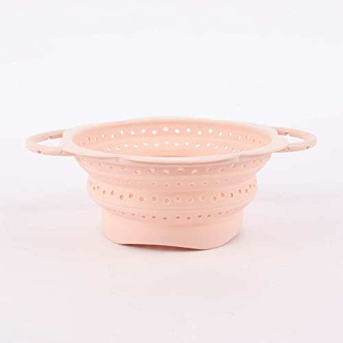 Kochblume Faltsieb L | Premium-Silikon & BPA frei| Hitzebeständig | Spülmaschinenfest | Platzsparend | Farbe: altrosa