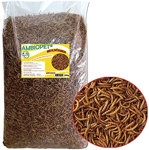 Getrocknete Mehlwürmer 500 Gramm Futter für Vögel, Fische, Nager, Reptilien und Igel.