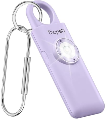 Thopeb Self Defense Siren–Rechargeable–Personal Safety Alarm for Womne–130dB Siren, Strobe SOS LED Light. Helps Elders & Kids Emergency Call (Orchid), Rechargeable-purple | Strobe with Separate Switch, 135dB Siren, Long-Lasting Protection, Stylish Keychain (Purple)