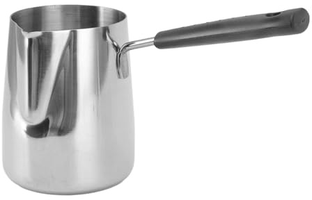 Turkish Coffee Pot, 600ml/20oz Stainless Steel Coffee Warmer Pot Butter Warmer Milk Warmer Pot Turkish Tea Pot Espresso Coffee Decanter Mini Saucepan with Spout Milk Pot