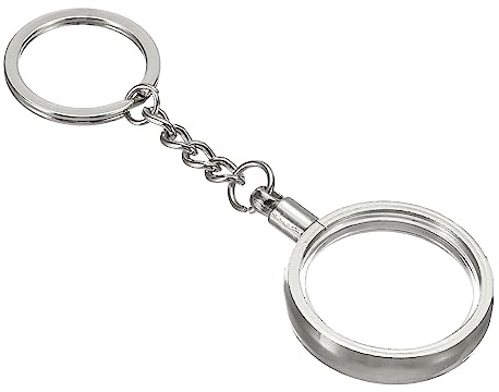 PATIKIL Coin Holder Keychain, 27mm Round Medallion Holder Metal Key Ring with Protective Cover for Coins Medallion, Silver