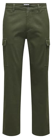Only & Sons Onsnicky Cargo Straight 0241 - Pantaloni Noos, Olive Night, 30W x 30L