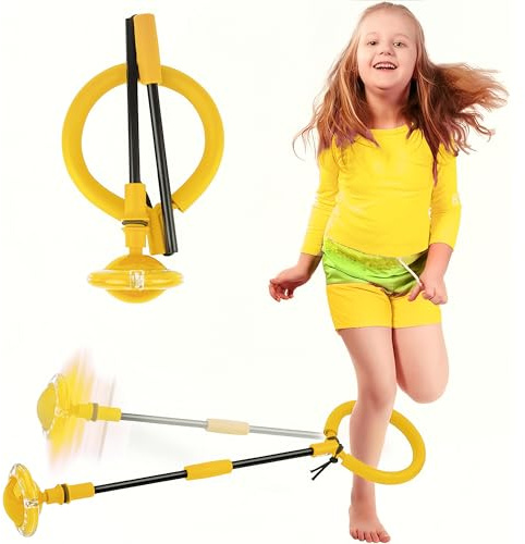 Sinwind Bola de Salto de Tobillo, Anillo de Salto Intermitente Plegable, LED Saltarín para Niños, Equipo de Fitness y Juego de Baile, Ideal para Interior y Exterior (Amarillo)