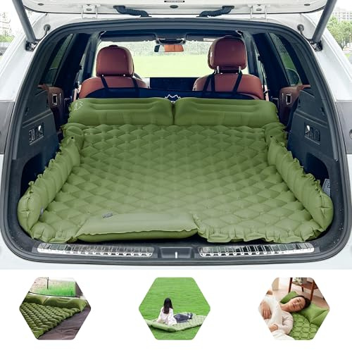 Cama Coche Hinchable Colchón Coche SUV Colchón Aire 2 Personas Cama Aire para Viajar Colchoneta Camping Autoinflable Esterilla para Dormir con Bomba de Pie y Cojín Cama Hinchable 183*13*7CM